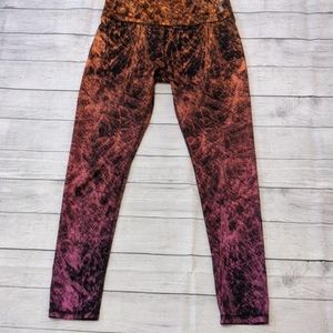Pink, orange, and black workout leggings